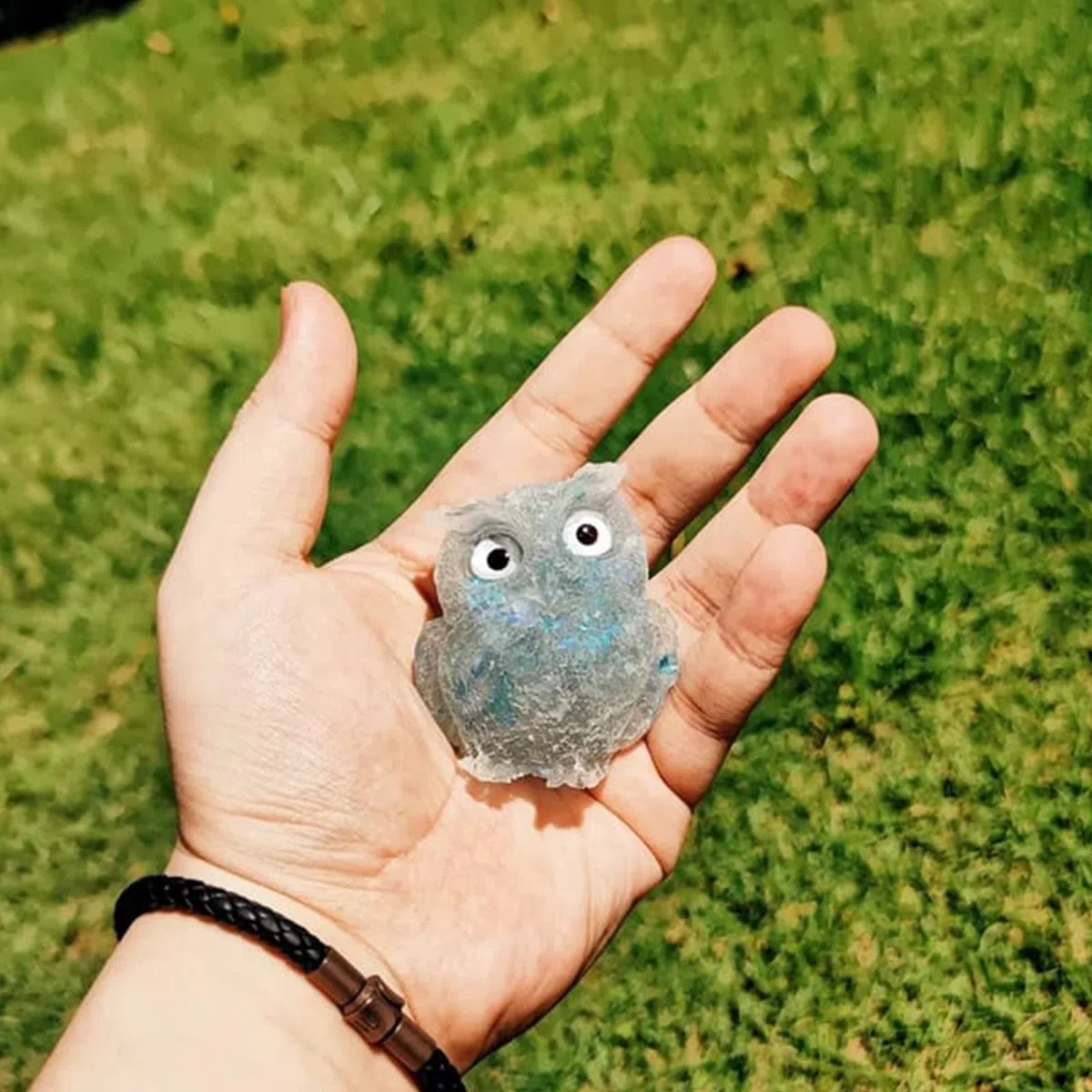 Estatua de Búho de Cristal Tallada a Mano, Escultura de Piedra Preciosa Tallada de Animal Lindo, Figura de Búho Pequeña Piedra Curativa, Escultura de Estatua de Piedra Preciosa Tallada(Cielo azul)