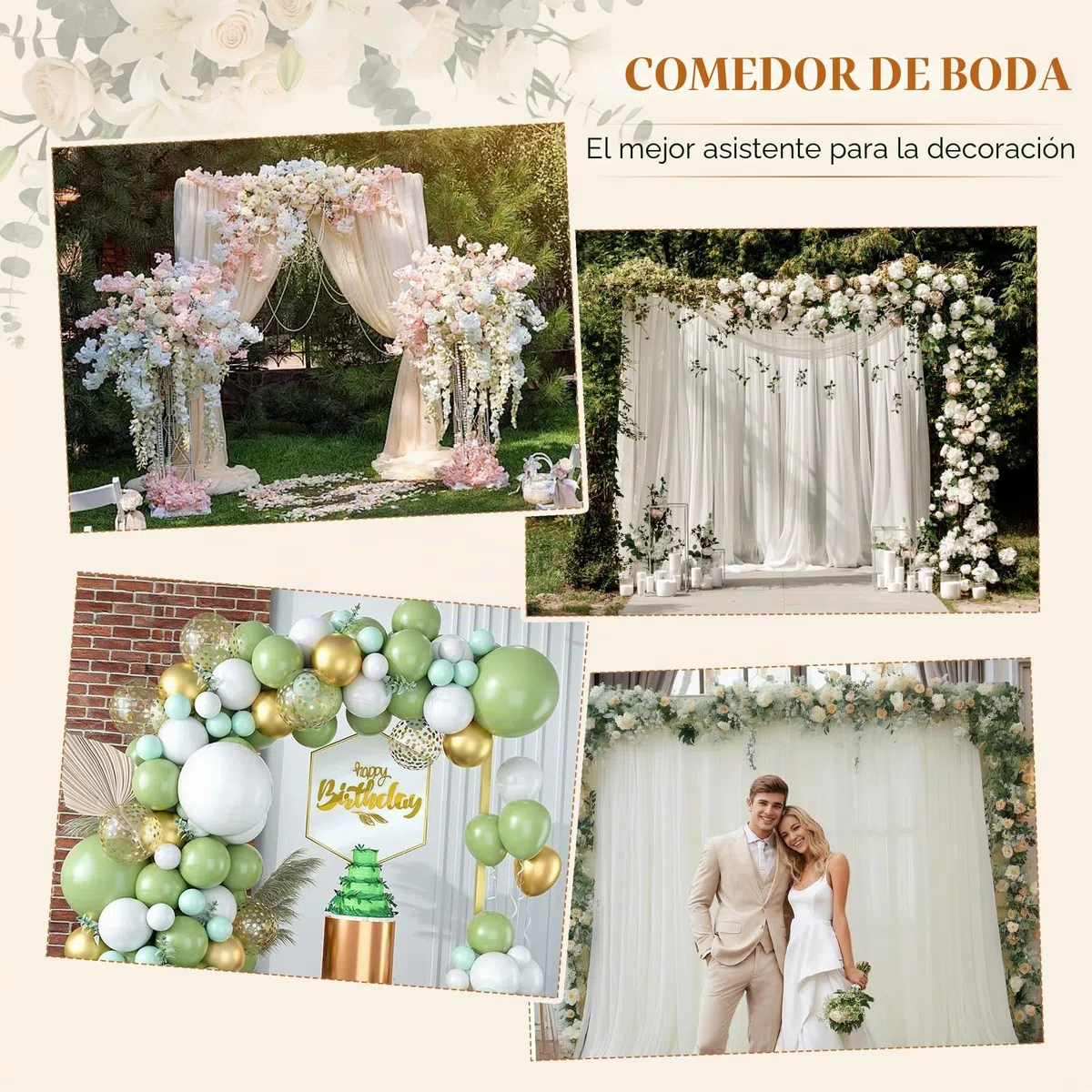 Arco de Boda 2m x 2m de Metal Dorado - Soporte de Fondo Cuadrado para Ceremonia de Boda, Rincón de Fotos, Graduación, Cumpleaños y Decoración de Fiestas