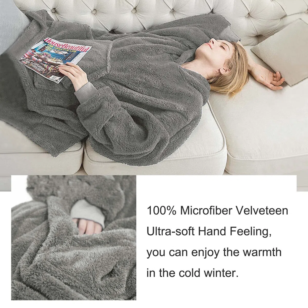 Hoodie Blanket, Oversized Sherpa Hoodie, Wearable Hoodie Sweatshirt Blanket, Super Soft Warm Comfortable Blanket Hoodie, One Size Fits All Adults Men Women Teens