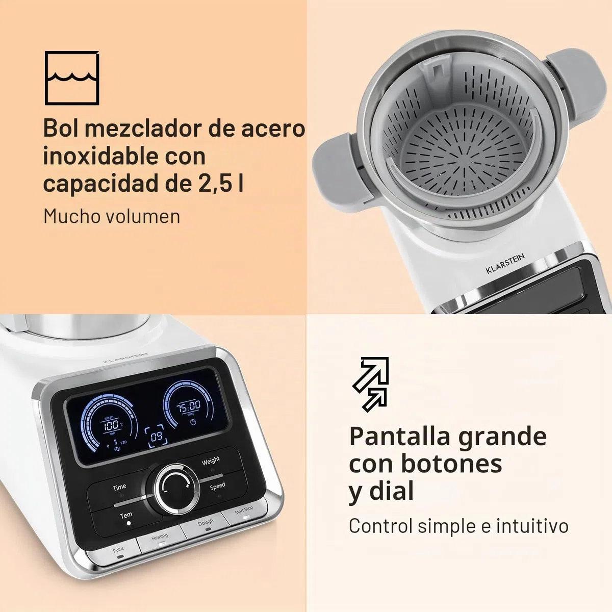 Klarstein GrandPrix & # x2022; Robot de cocina, color plateado