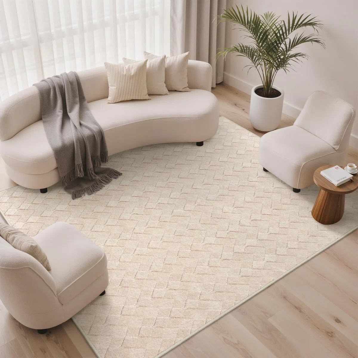 BEIMO Alfombra de Salón de Pelo Corto, Tapetes Escandinavo Moderne Antideslizantes y Lavables, Alfombra Grande para Sala, Habitación, Dormitorio, Comedor, Rombo, 160X230CM