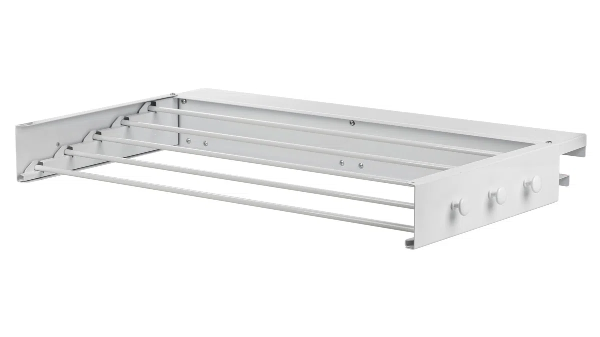 Avoid tendedero de Pared Blanco Plegable – tendedero Pared Extensible con 5 Barras – tendedero Plegable Ropa Metal – tenderete Extensible Ventana balcón – Tendedero retráctil 80x39 cm