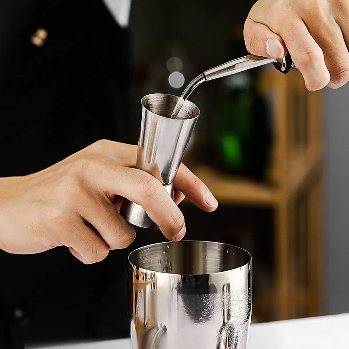 Juego de Coctelera Kit de Barman con Soporte|Juego de Barras de cóctel de cóctel para Mezcla de Bebidas-Herramientas de Barras Agitador de Cócteles (Color : C)