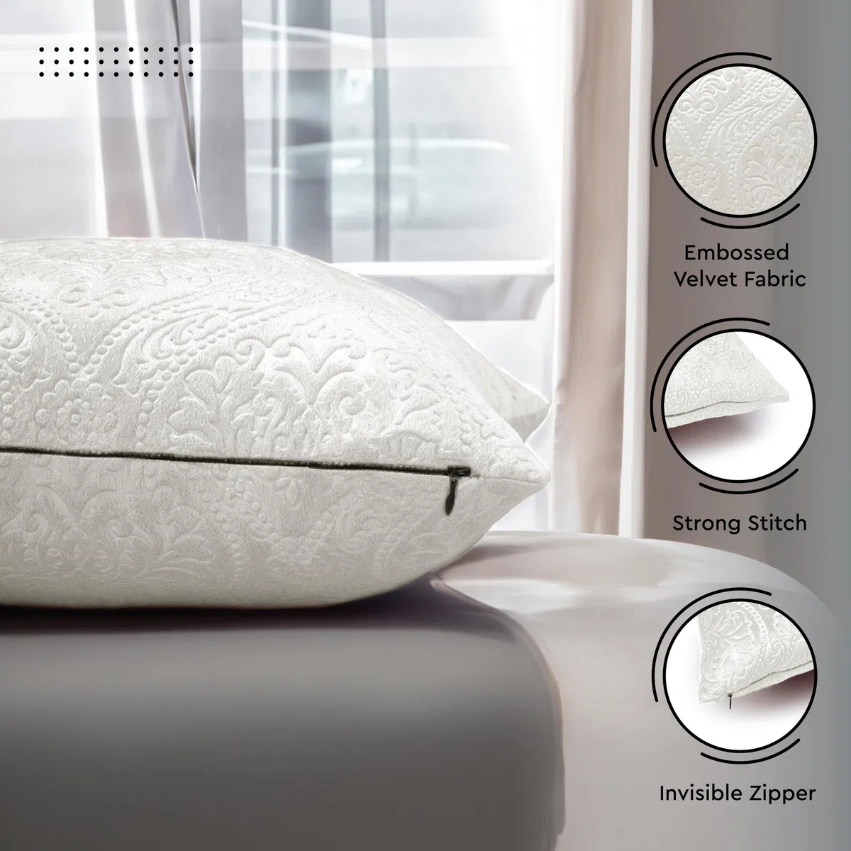 Encasa XO Fundas de Cojín de Terciopelo Gofrado de Lujo Fundas de Almohada de Felpa para Salones y Dormitorios Elegantes, 50x50 cm Crema | Juego de 2 | Solo Fundas, Sin Relleno