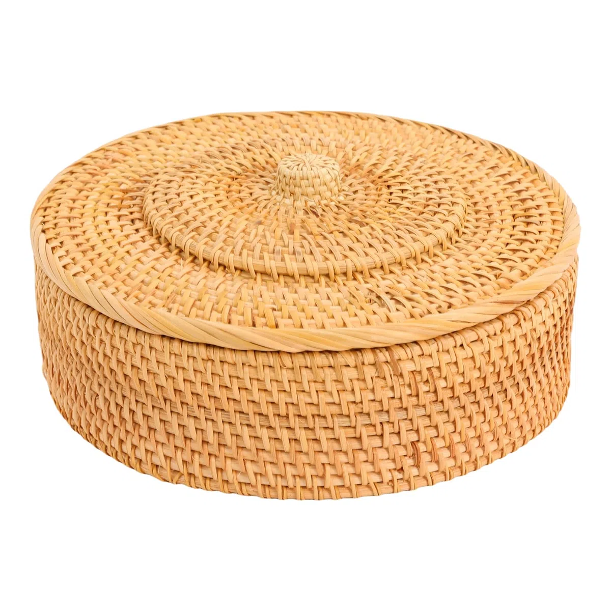 Calentador de tortilla, cesta de tortilla, caja de almacenamiento tejida con tapa, soporte de tortilla de ratán para panqueques, pan taco, organizador de escritorio (26 x 9 cm)