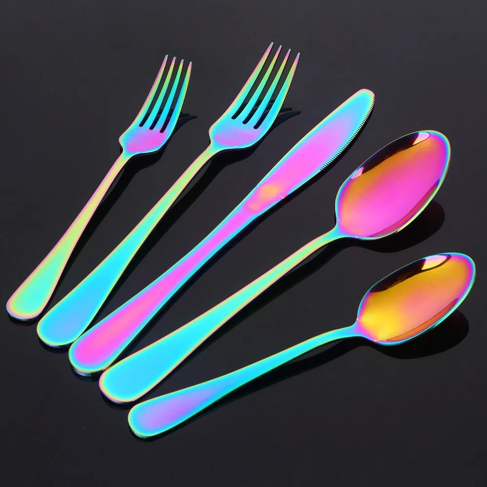 Buyer Star 20 piezas Cuberteria Servir para 4 personas, Cubiertos de acero inoxidable Reutilizable Vajilla para Fiesta de bodas Cocina Restaurante