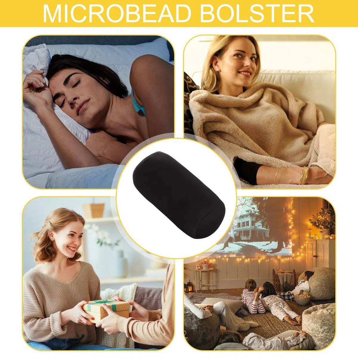 Almohada de Soporte para microcolumnas - Cojín Tubular para Comodidad de Espalda y Cuello | Diseño de microesferas para salón, Dormitorio, Viajes, Descanso, Asientos en casa, Ayuda para Dormir