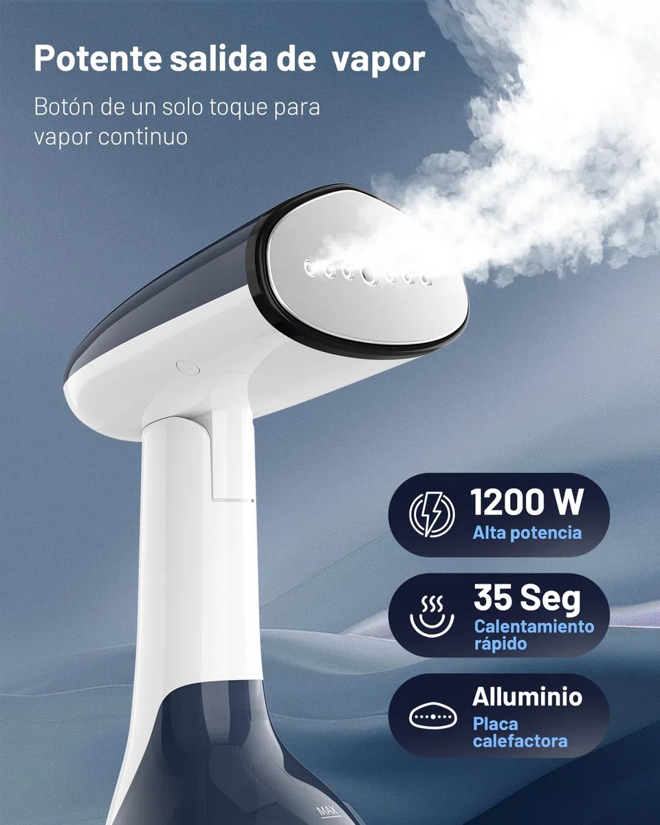 BEAUTURAL Plancha Vertical Vapor Portátil para Ropa, con Placa Calefactora de Aluminio, Calentamiento Rápido en 35 Segundos y Depósito de Agua Extraíble (Solo para 220-240V)