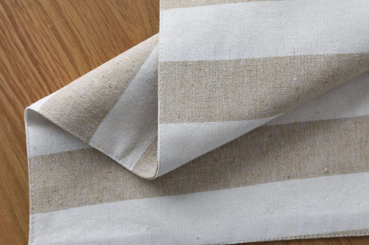 Esteras de tabla de la raya, manteles individuales antimanchas del aislamiento de calor, esteras de lugar lavables de la tela para la decoración de la mesa de la cocina del comedor,Beige_set of 6