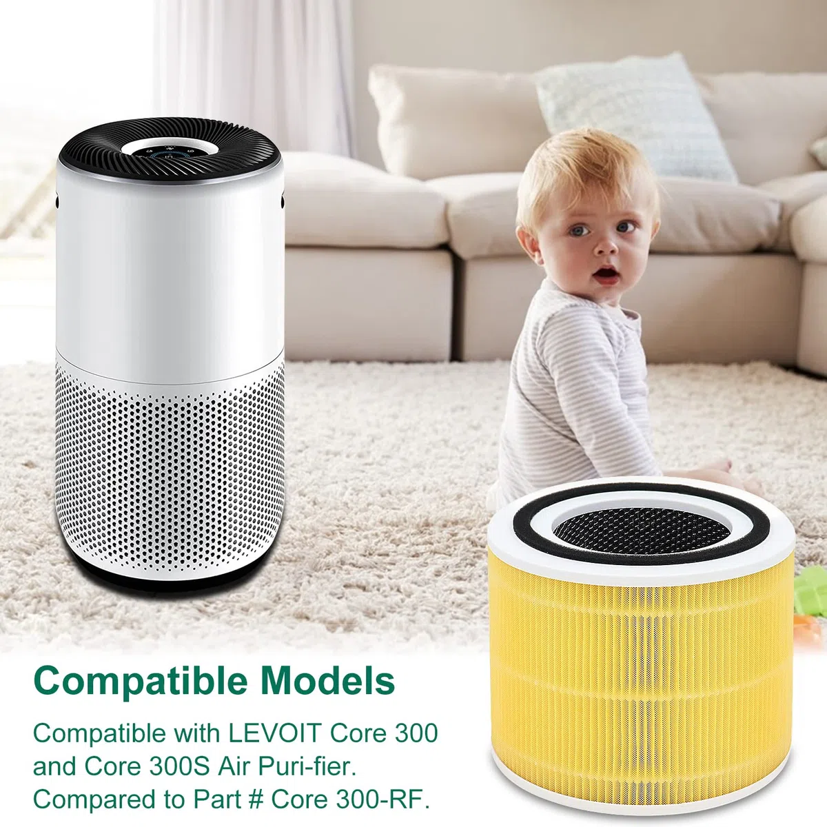 2 filtros Core 300S de repuesto para animales y olores de cocina para LEVOIT Core 300/300S/300-RF, con filtro HEPA H13 y filtro de carbón activo para propietarios de mascotas y olores de cocina