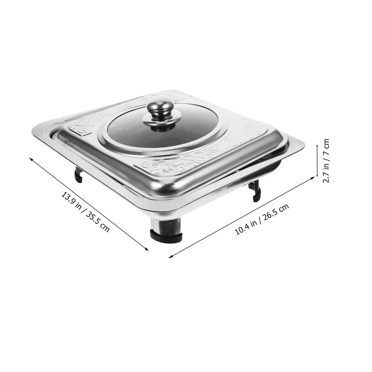 Bandeja Rectangular Protege Alimentos y Previene Suciedad con Tapa de Acero Inoxidable para Buffet Adecuado para Fiestas y Comedores