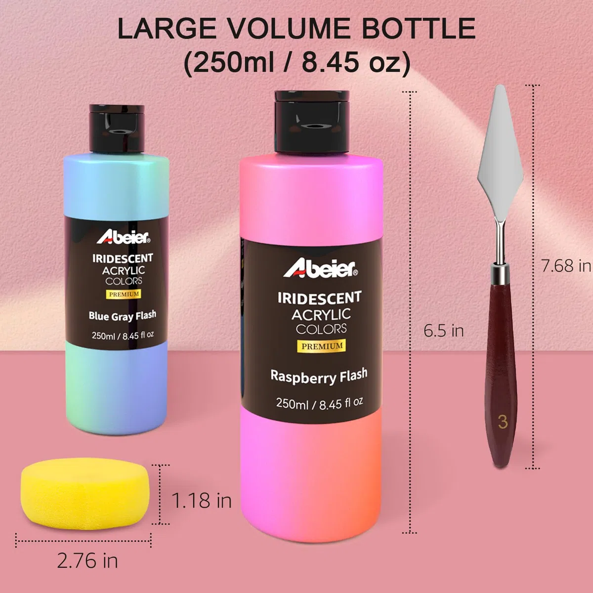 ABEIER Pintura acrílica iridiscente a granel, juego de 20 colores camaleón (250 ml/botella), cambio de color, no tóxica, alta viscosidad, pigmentos ricos, mezclable, pintura sobre rocas, manualidades