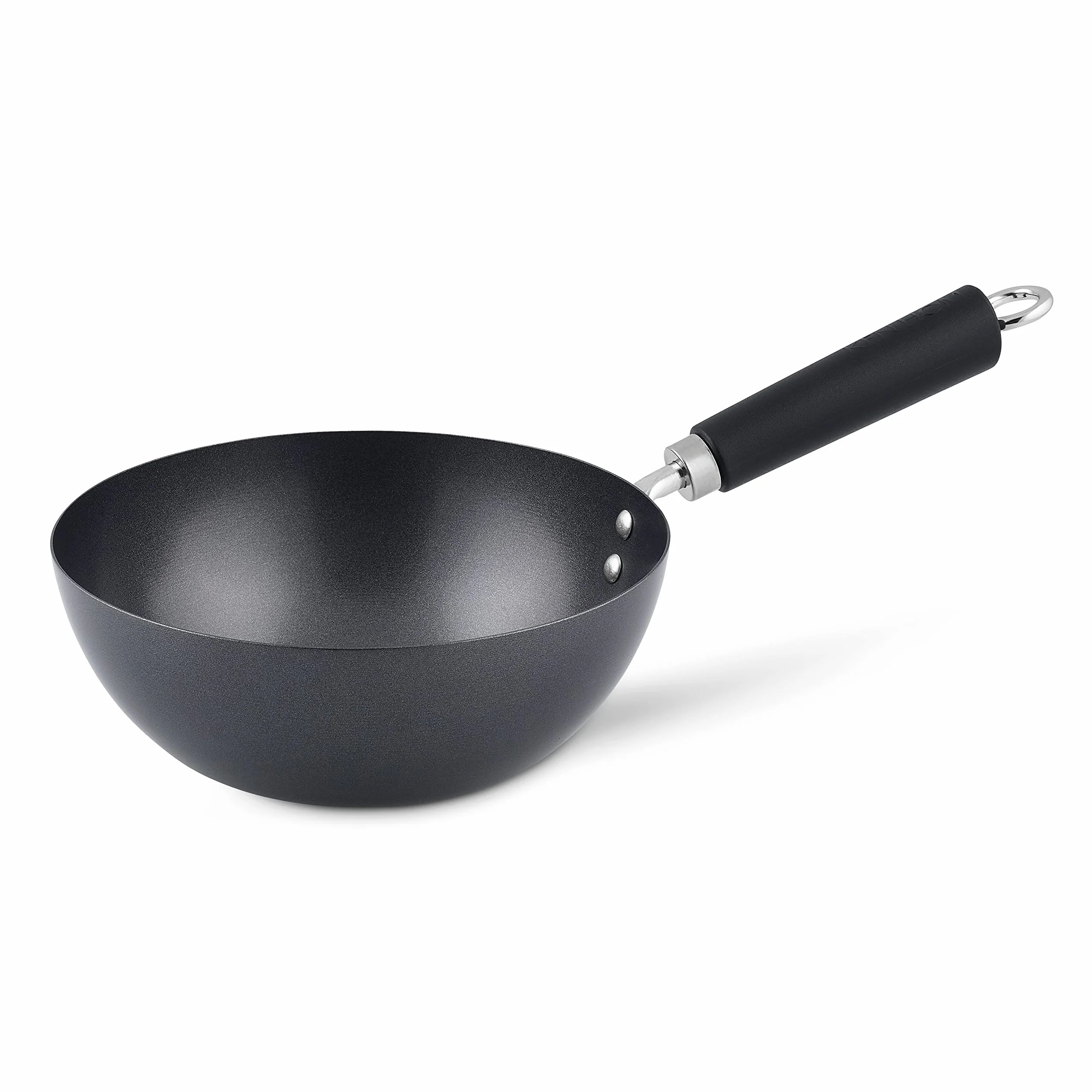 Ken Hom Mini Wok Acero Carbono Antiadherente, 20cm, Excellence, Sartén de Inducción/Compatible con Herramientas Metálicas, Apto Para Lavavajillas, 5 Años de Garantía