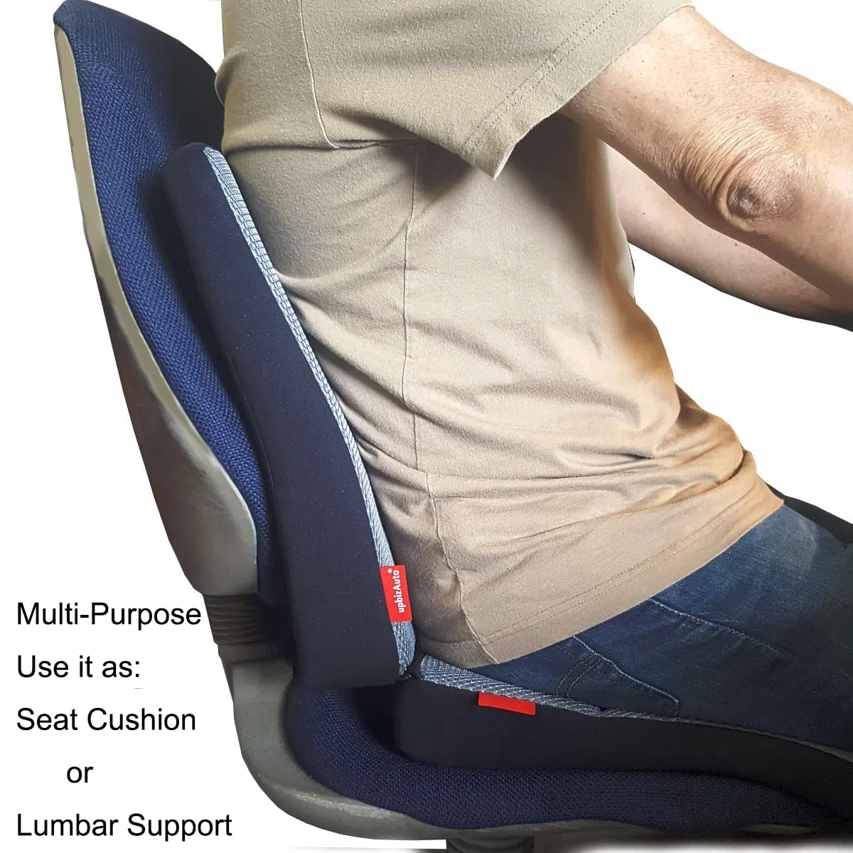 Yupbizauto Cojín ergonómico transpirable y cómodo para asiento de coche, silla de oficina (piel sintética negra)