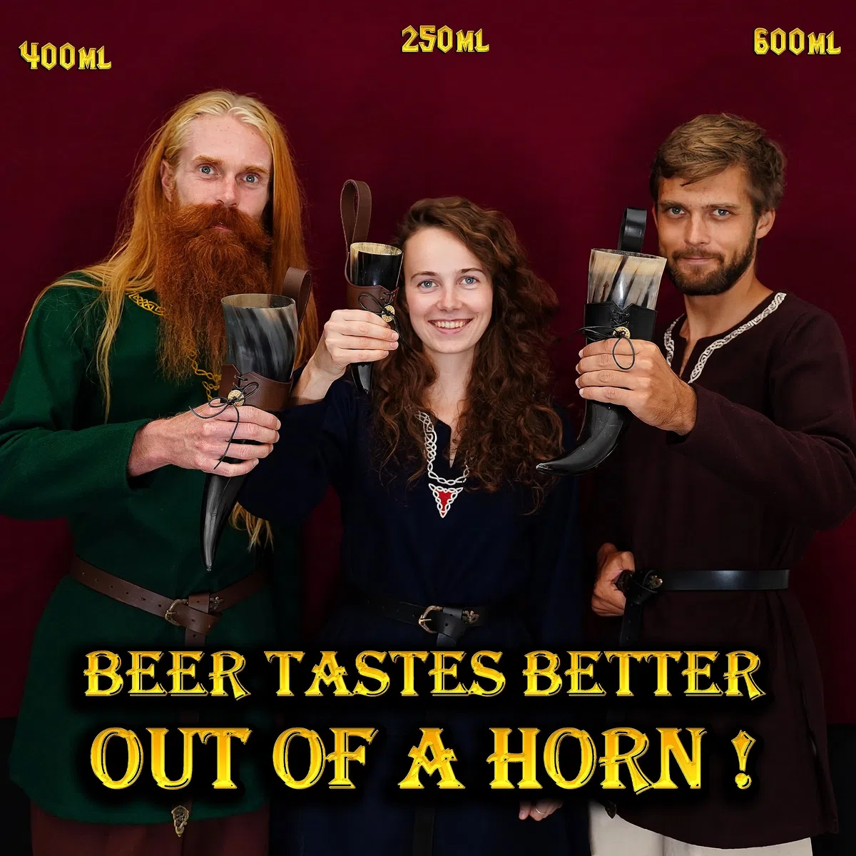 Mythrojan Cuerno vikingo para beber cerveza medieval negro auténtico con correa, taza de cerveza nórdica vikinga, 250 ml, réplica de 226.8 g