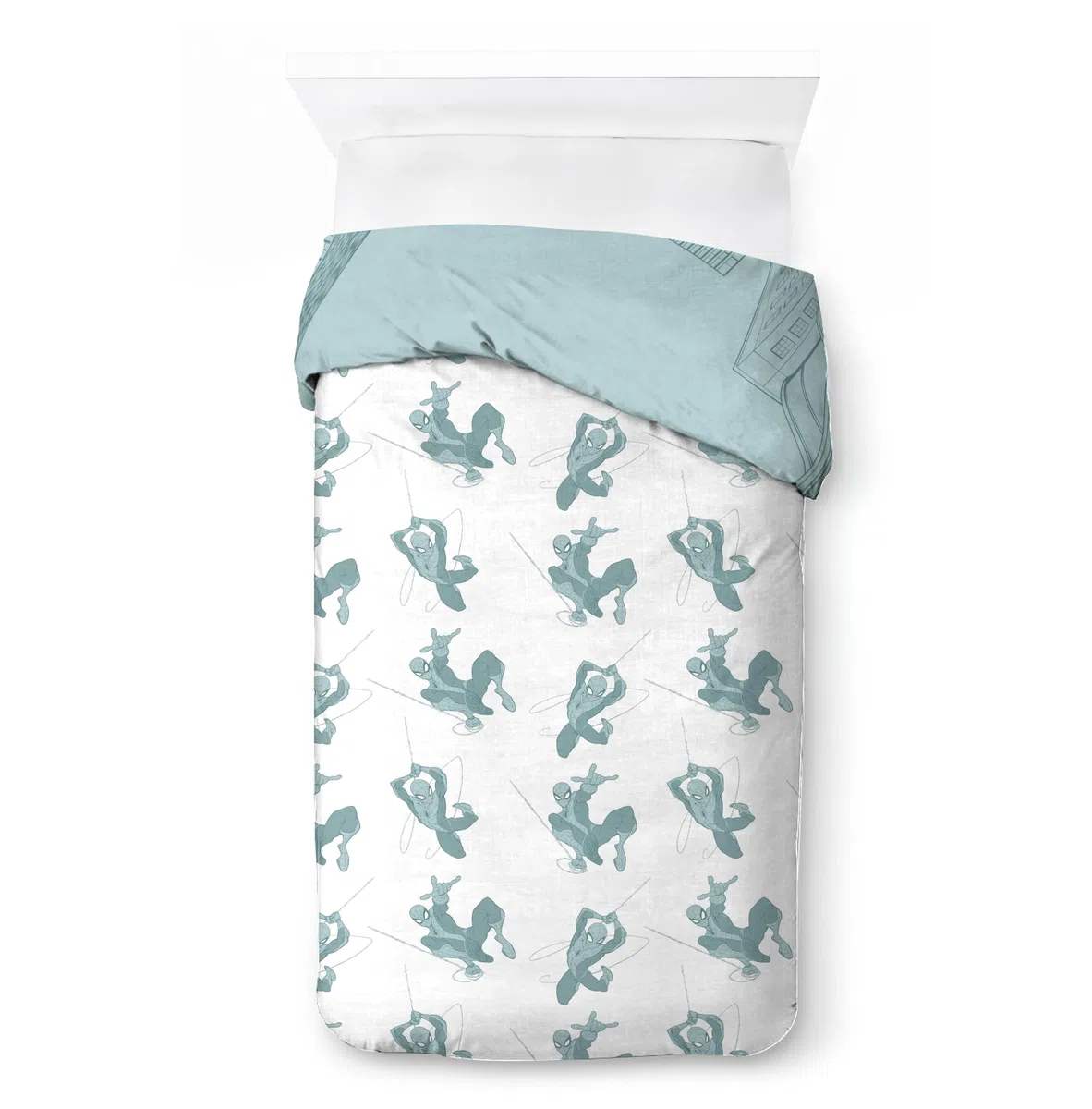 Jay Franco Kids Marvel Spiderman Juego de Funda nórdica - Ropa de Cama Supersuave con Funda de Almohada, Solo Funda, edredón no Incluido, Verde, 2 Piezas, Individual