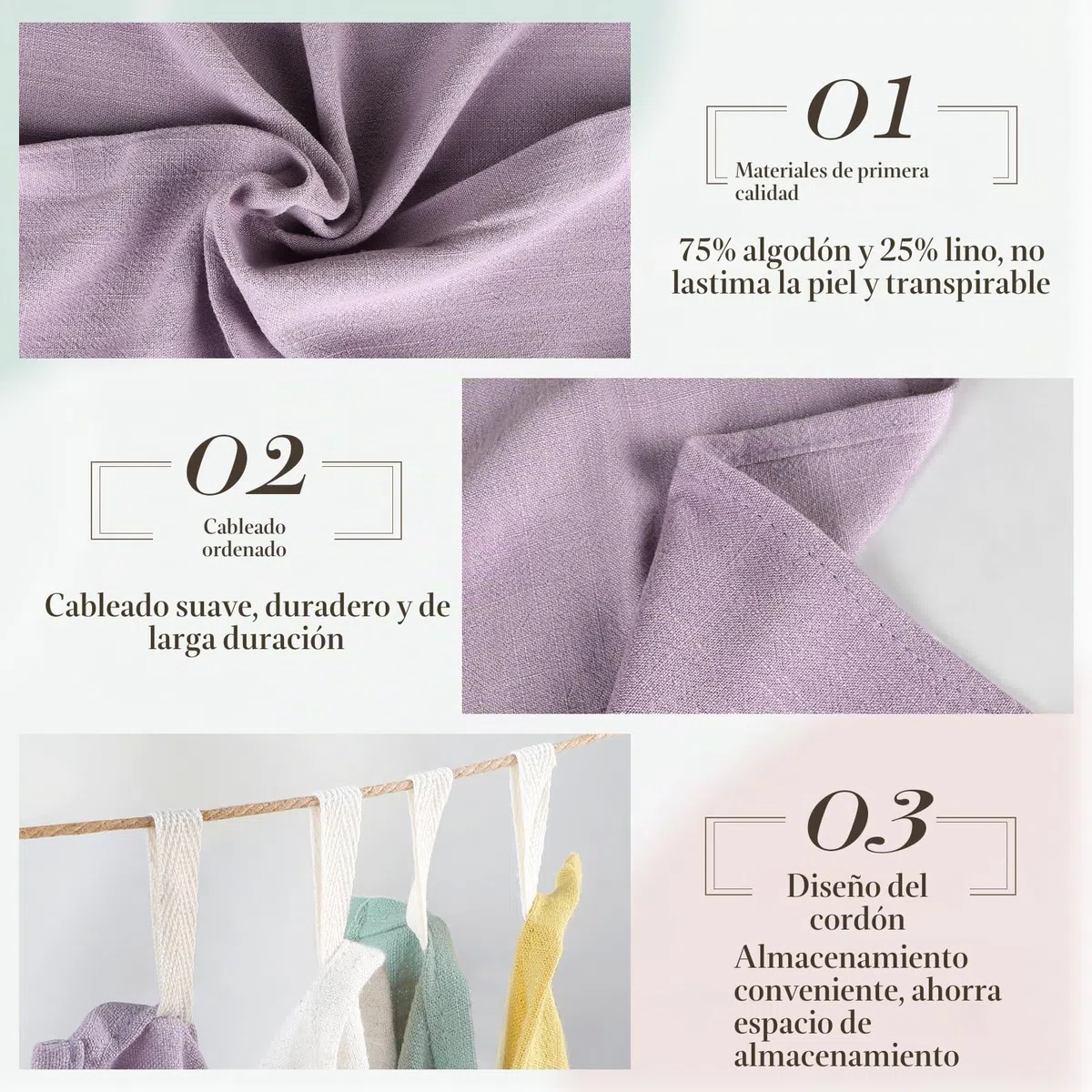 Juego de 6 servilletas de lino Servilletas reutilizables de tela Lavables en algodón 40x40cm para eventos y uso doméstico (malva pálido, beige, blanco, mostaza, rosa empolvado, verde guisante)