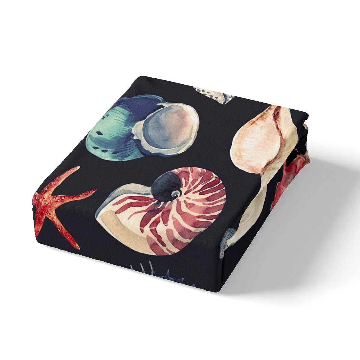 Conch - Juego de ropa de cama y ropa de cama para niños, niñas, adolescentes, animales acuáticos, funda de edredón transpirable, ropa de cama negra y lino Super King