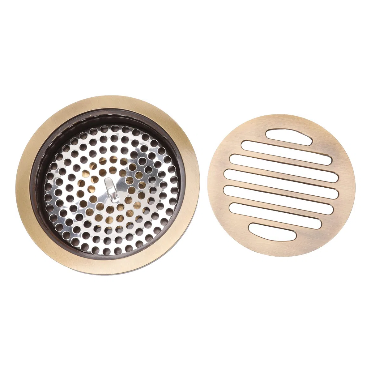 Desagüe de Ducha Redondo, Trampa de Suelo de Cobre, Recogedor de Pelo Extraíble, Desagüe de Suelo Vintage con Filtro para Baño, Garaje, Cocina, Balcones