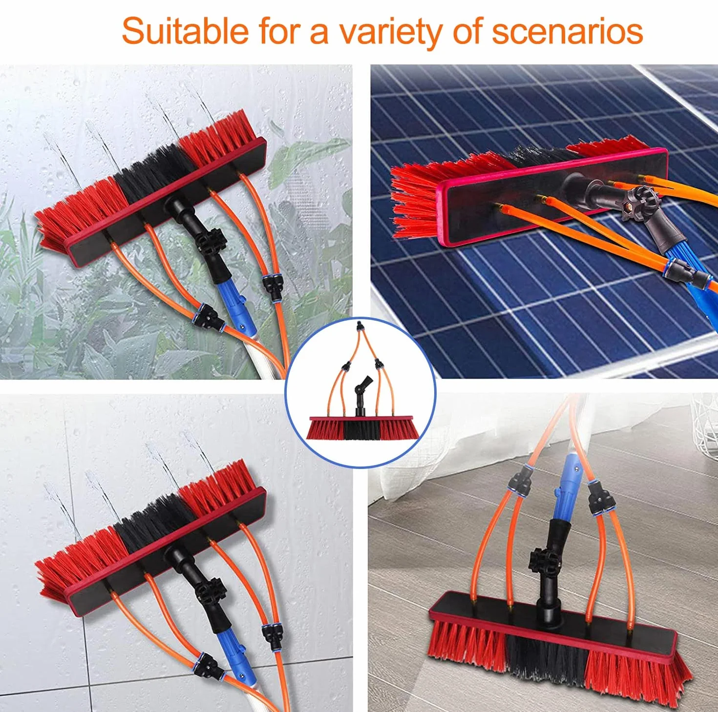 Kit de limpieza de paneles fotovoltaicos, poste extensible de 3 a 12 m con cepillo para un mantenimiento y limpieza eficientes del panel solar, diseño ajustable para un fácil alcance
