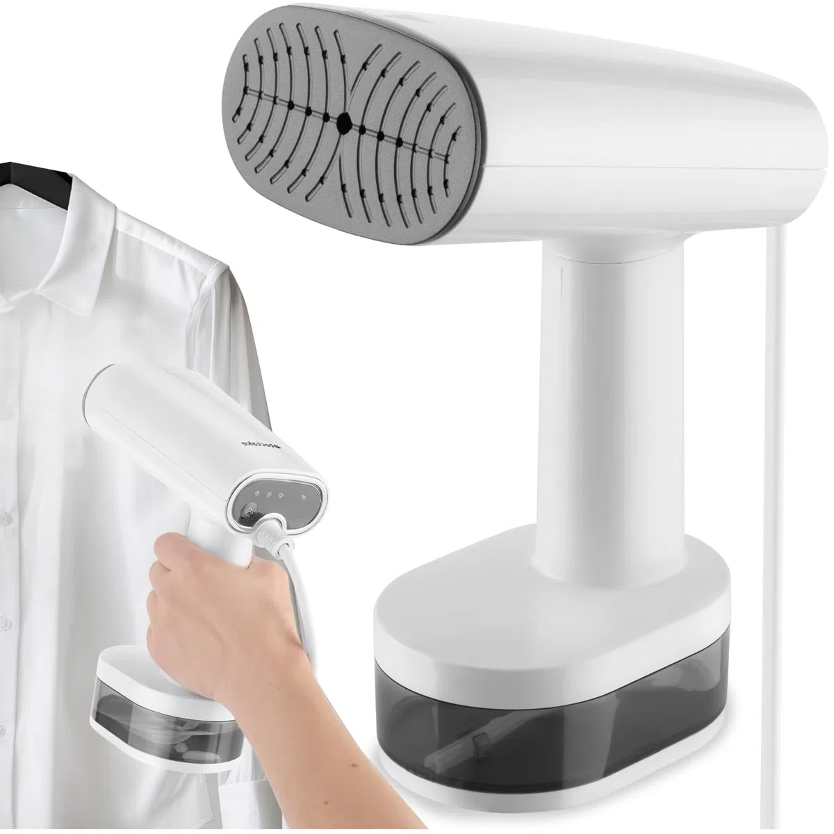 tectake® plancha vertical vapor, 1640W, 370ml depósito de agua, 3 modos de vapor, plancha de viaje, plancha vapor ropa, calentamiento en 30 segundos, plancha ropa vertical - Blanco