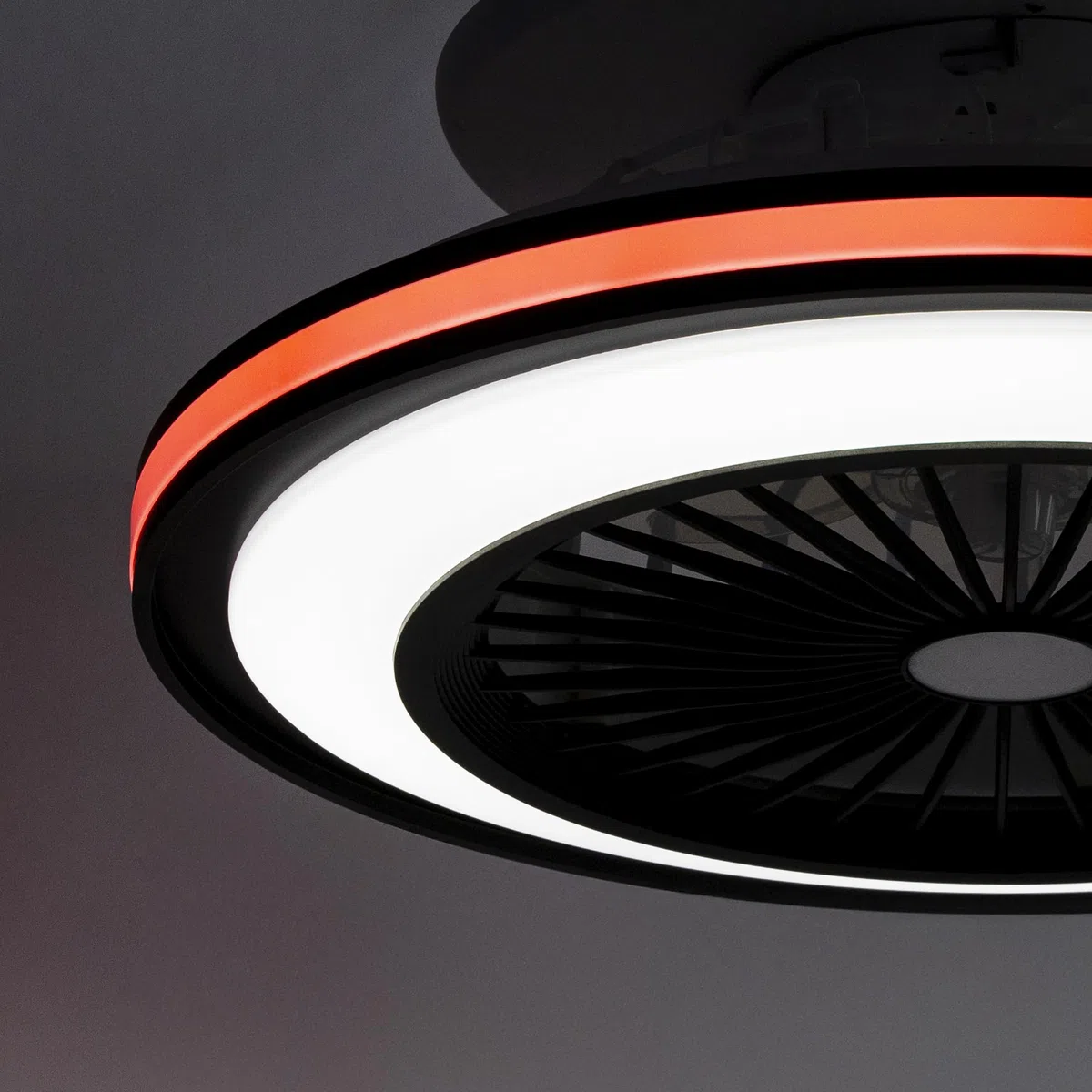 DUPI Ventilador de Techo con Luz Led RGB SLIM AIR | Función Verano e Invierno | 6 Velocidades | Mando a Distancia | Plafón 50 cm | Motor DC Silencioso | Aspas Reversibles | PVC | Negro