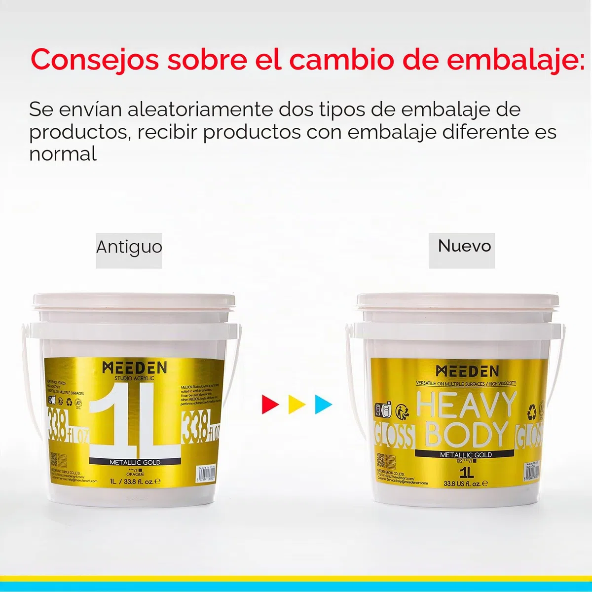 MEEDEN Pintura Acrílica Dorada Metálica: 1 Litro, Acabado Brillante de Cuerpo Pesado, Pinturas Artísticas para Pintura Artesanal de Madera