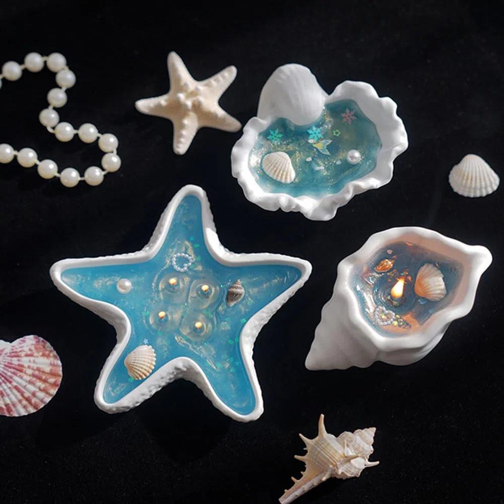 2 velas con forma de estrella de mar, velas perfumadas de soja inspiradas en el océano, velas decorativas estéticas costeras para el hogar, baño y regalo (estrella de mar)