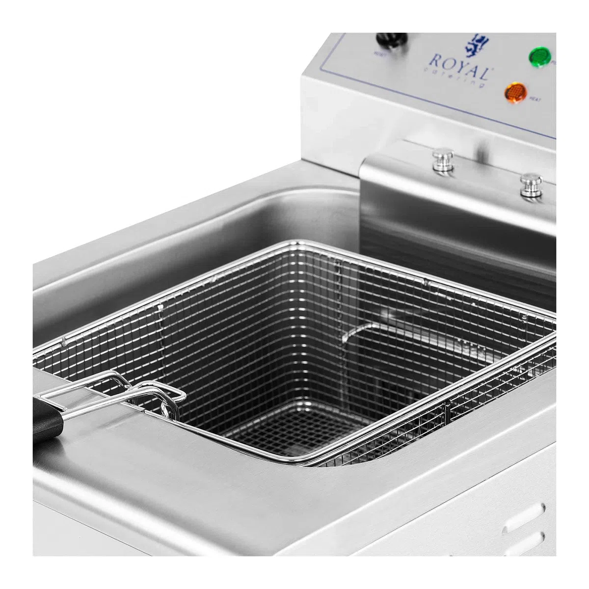 Royal Catering Freidora Eléctrica Profesional para Hostelería 400 V (Volumen: 16 L, 5000 W, Con grifo de vaciado y mueble bajo)
