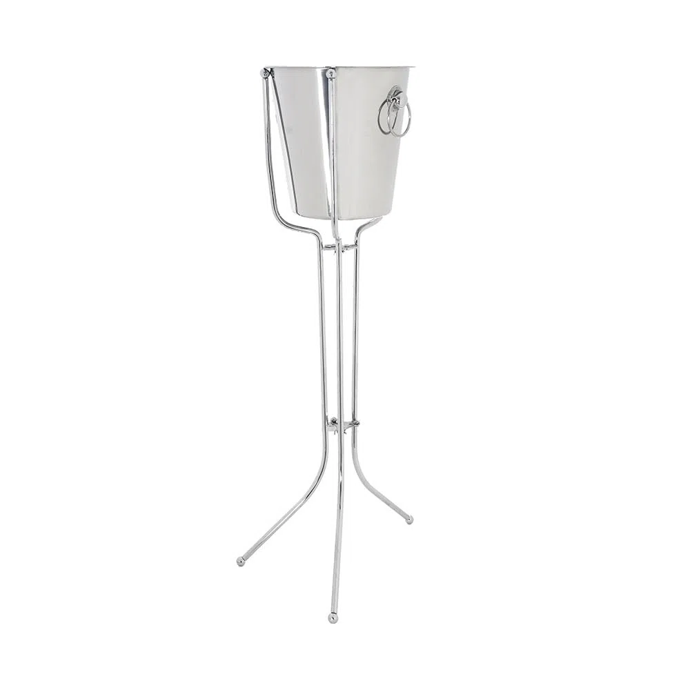 García de Pou 182.61 Pie Cubitera Americano, 33 x 27 x 76 cm, Plateado