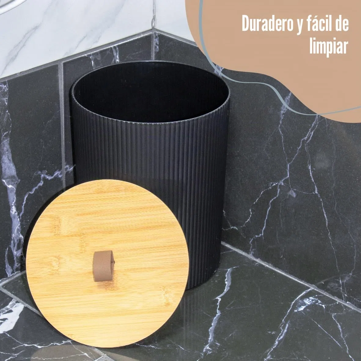 Juego de accesorios de baño Anika/Juego moderno de accesorios esenciales de baño/Incluye soporte para cepillo de dientes, cubo de basura, escobilla de baño, vaso, plato de jabón y dispensador de jabón