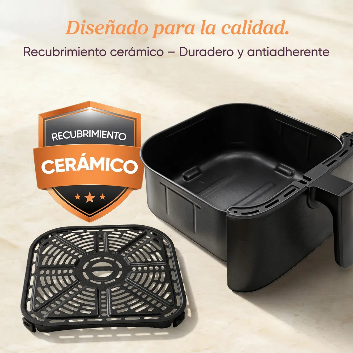 Cosori cesta de 5,7 litros compatible con la freidora Cosori CP158-AF, Revestimiento cerámico, Antiadherente, Aptas para Lavavajillas