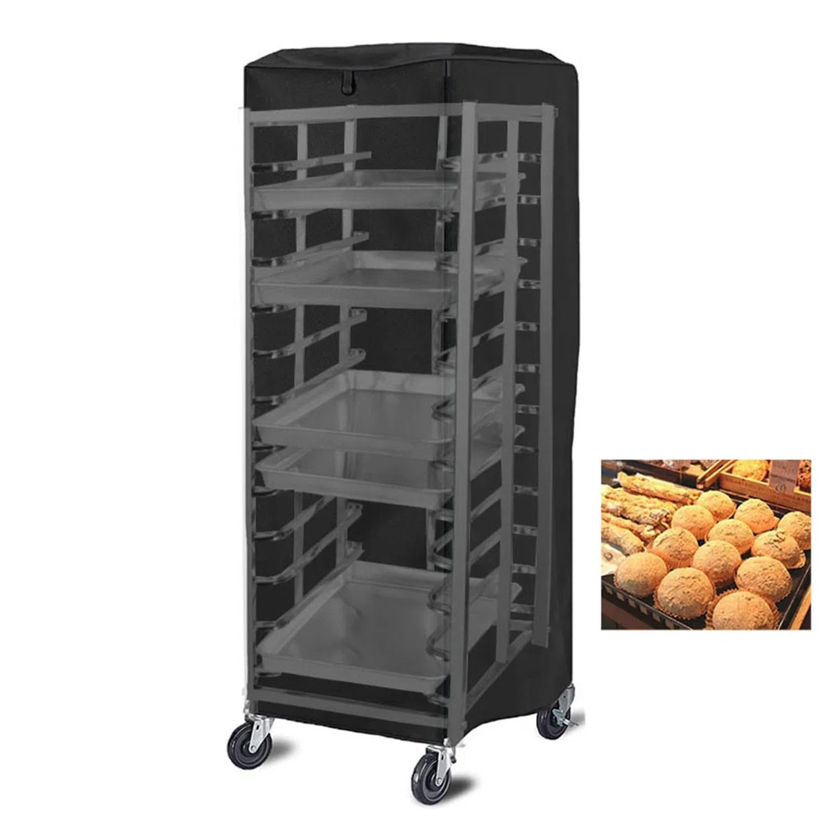 Funda para panadería, a prueba polvo, con cremallera, a prueba polvo, accesorio tela Oxford negra para procesamiento alimentos, hogar, restaurantes, panadería, supermercados