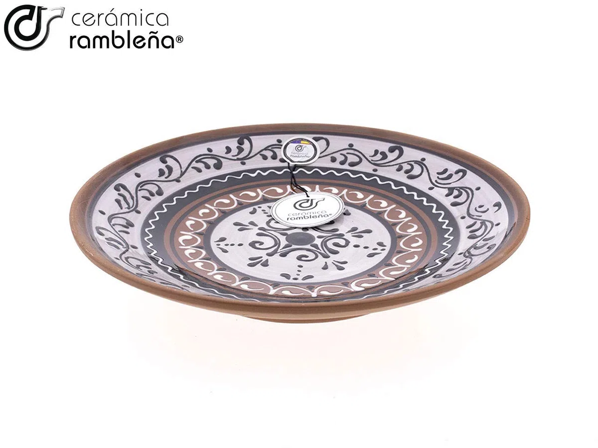 CERÁMICA RAMBLEÑA | Plato Decorativo para Colgar en Pared | Plato de cerámica | Plato decoración | Plato de Barro Rojo - Modelo D22 | 100% Hecho a Mano | 28x28x4.5 cm