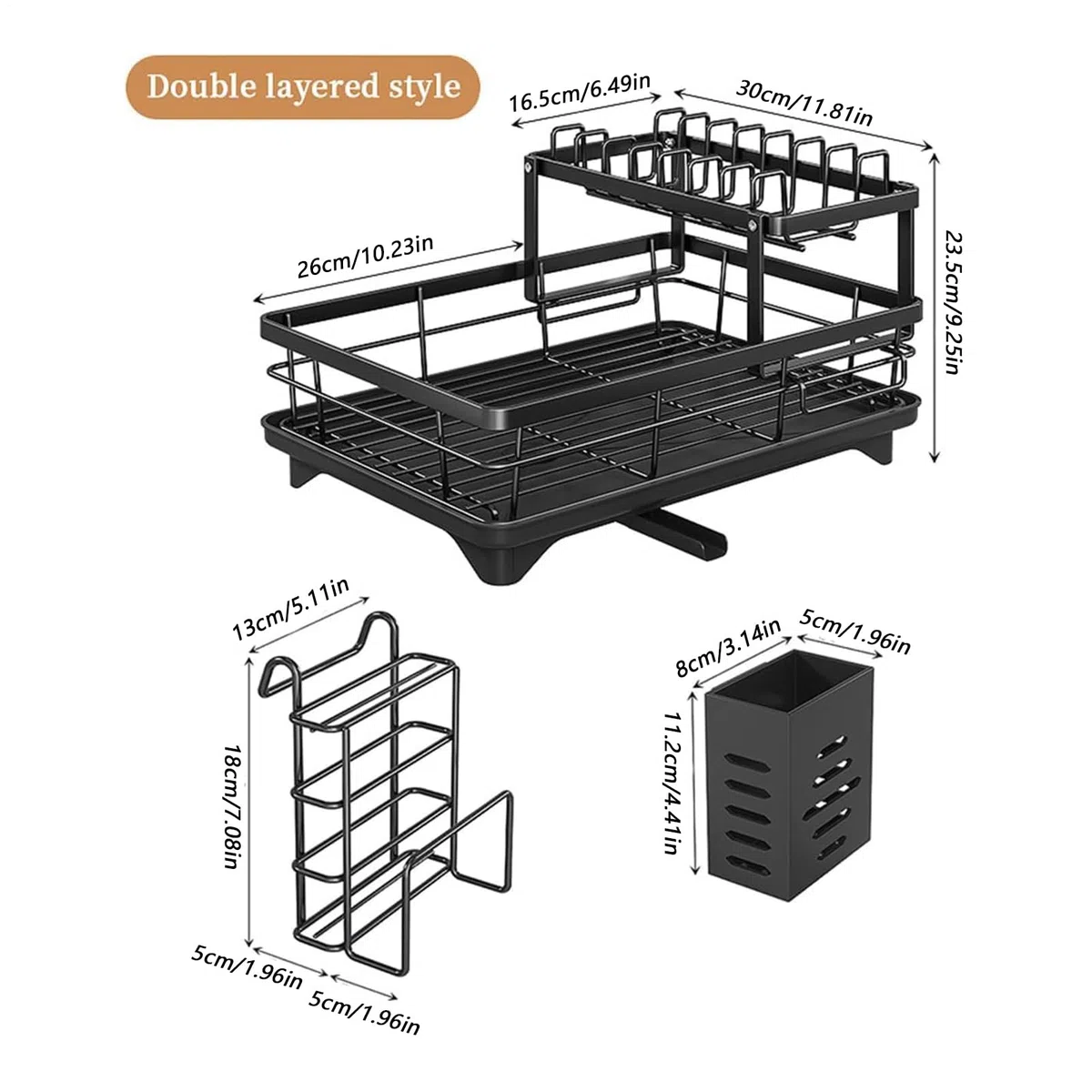 Generisch de platos, 2 niveles Para Encimera de Cocina, Utensilios De Cocina Y Vaso Soporte Para Cubiertos Cuencos Encimera