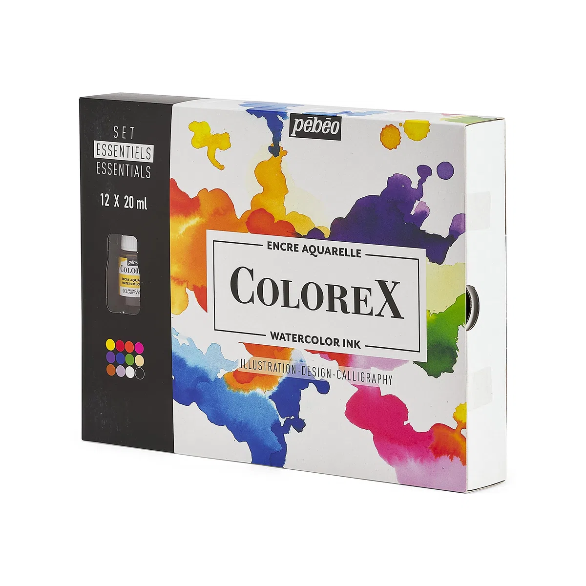 Pebeo Colorex - Kit de Dibujo Manga e Ilustración con 12 Botellas Surtidas de Tinta Esencial para Acuarela 20 ml