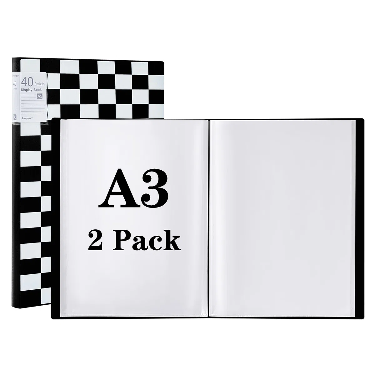 2 Piezas Cuaderno de Presentación A3 Con 40 Bolsillos, Cuaderno de Exhibición A3 Libro Expositor, Carpeta de Presentación con Transparente Fundas para Obras de Arte, Portafolios, Color: Negro