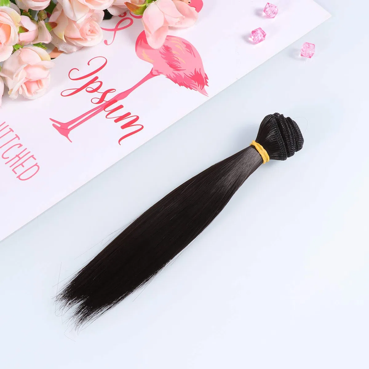 - 5 extensiones de pelo de muñeca sintética recta larga para muñecas de pelo largo, materiales artesanales, accesorios para hacer muñecas, 15 cm ()