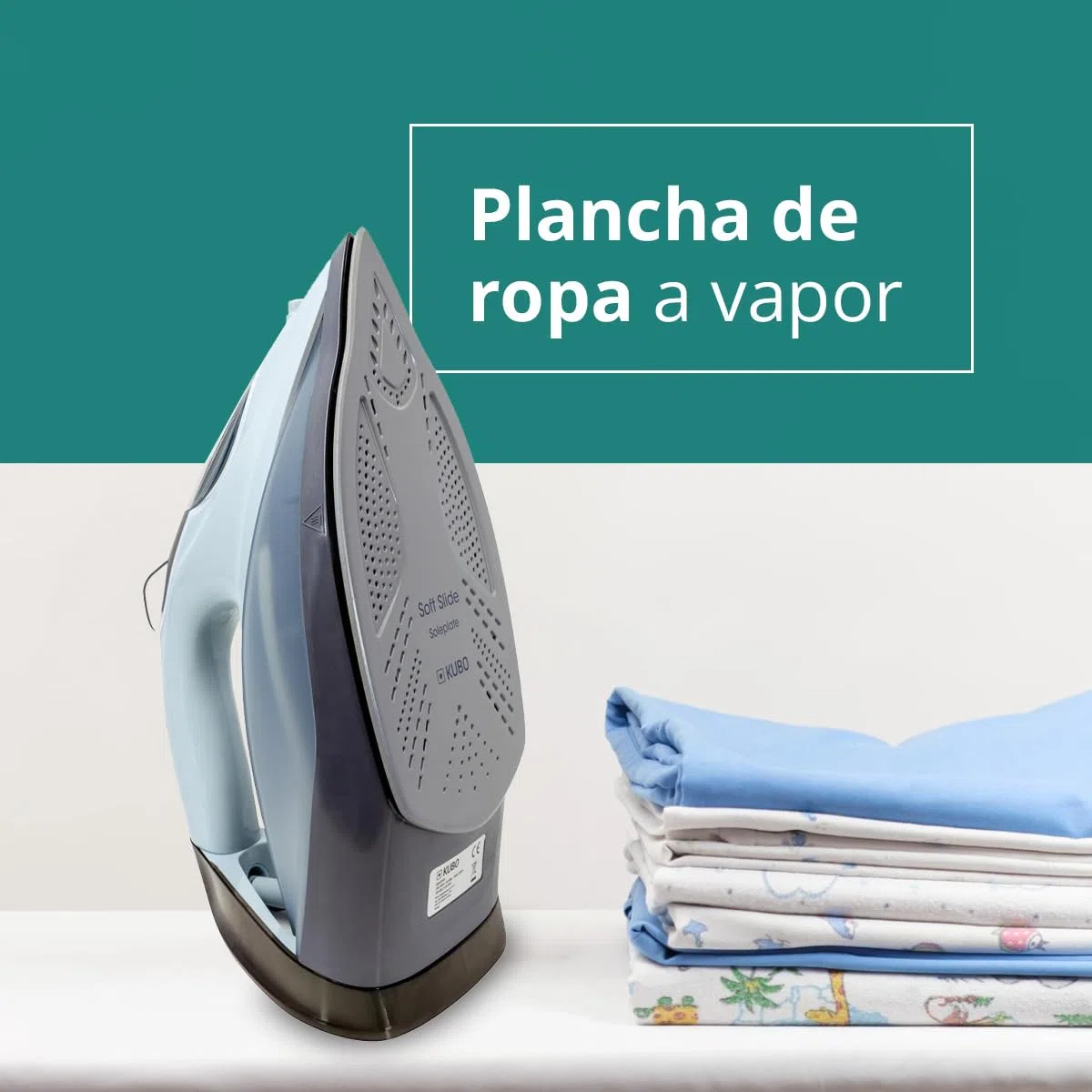 KUBO - Plancha de ropa a vapor - Suela de Cerámica - Golpe de Vapor 140g - Función de Autolimpieza - Depósito de Agua 320 ml - Potencia 3100W