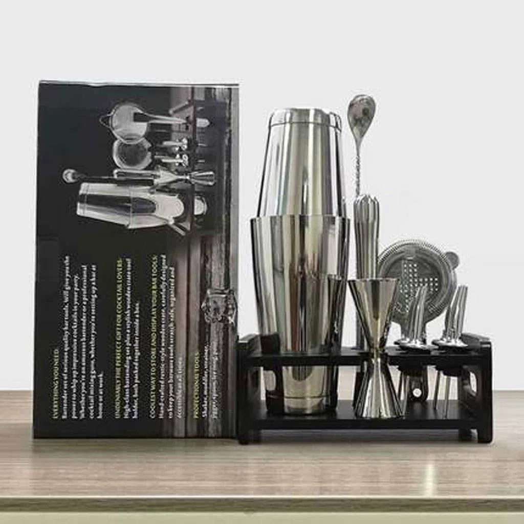 Kit Cocteleria Boston Shaker Set for Bartenders- Home Bar Set de accesorios, de acero inoxidable Kit de camarero con coctelera, coladores, aparejo, for cócteles Bar Accesorios Cocktail Bar del sistema
