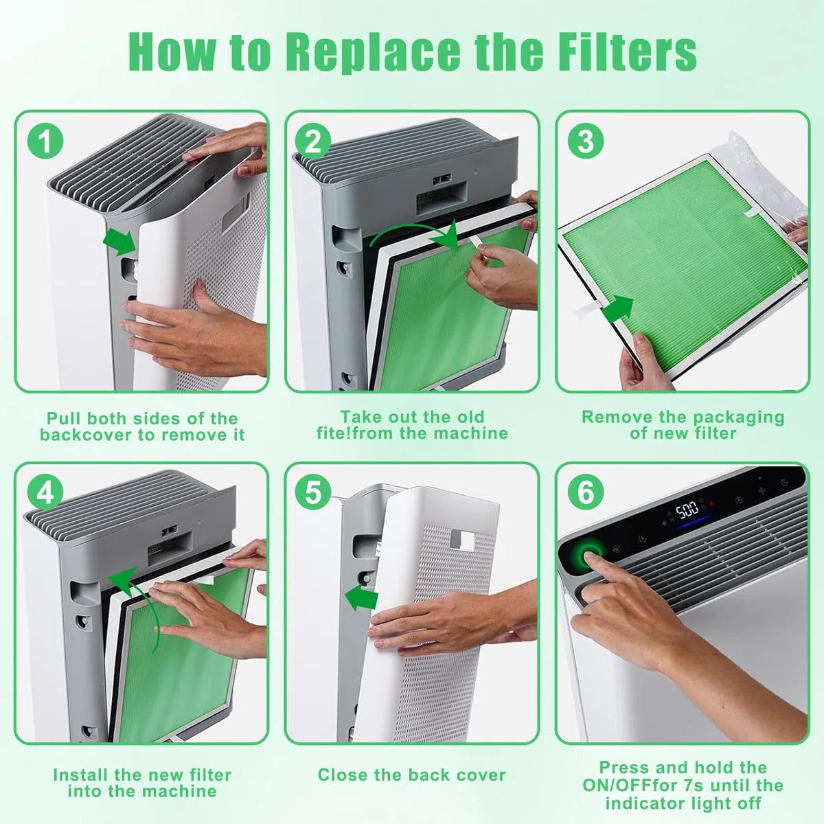 de filtro HEPA verdadero isingoione Europa compatible con el purificador de aire Afloia Europa, 3 en 1 de prefiltro, HEPA verdadero y filtro de carbón activado, versión absorbente de
