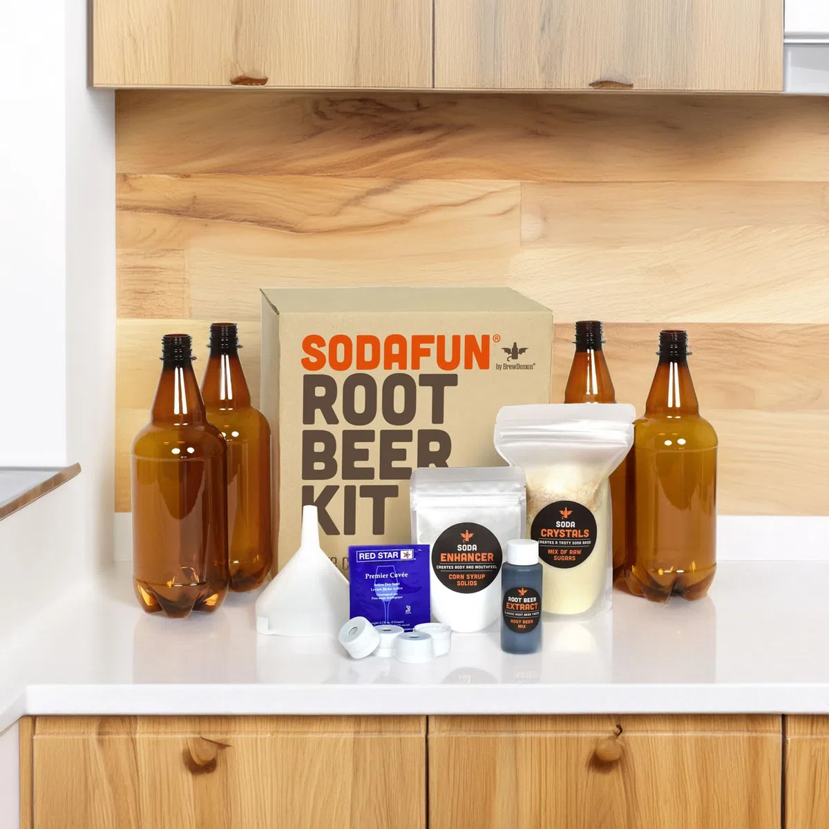 Kit de cerveza de raíz con botellas - Equipo completo y suministros - Kit de preparación de inicio para el hogar - Recetas de cerveza de raíz de 1 galón