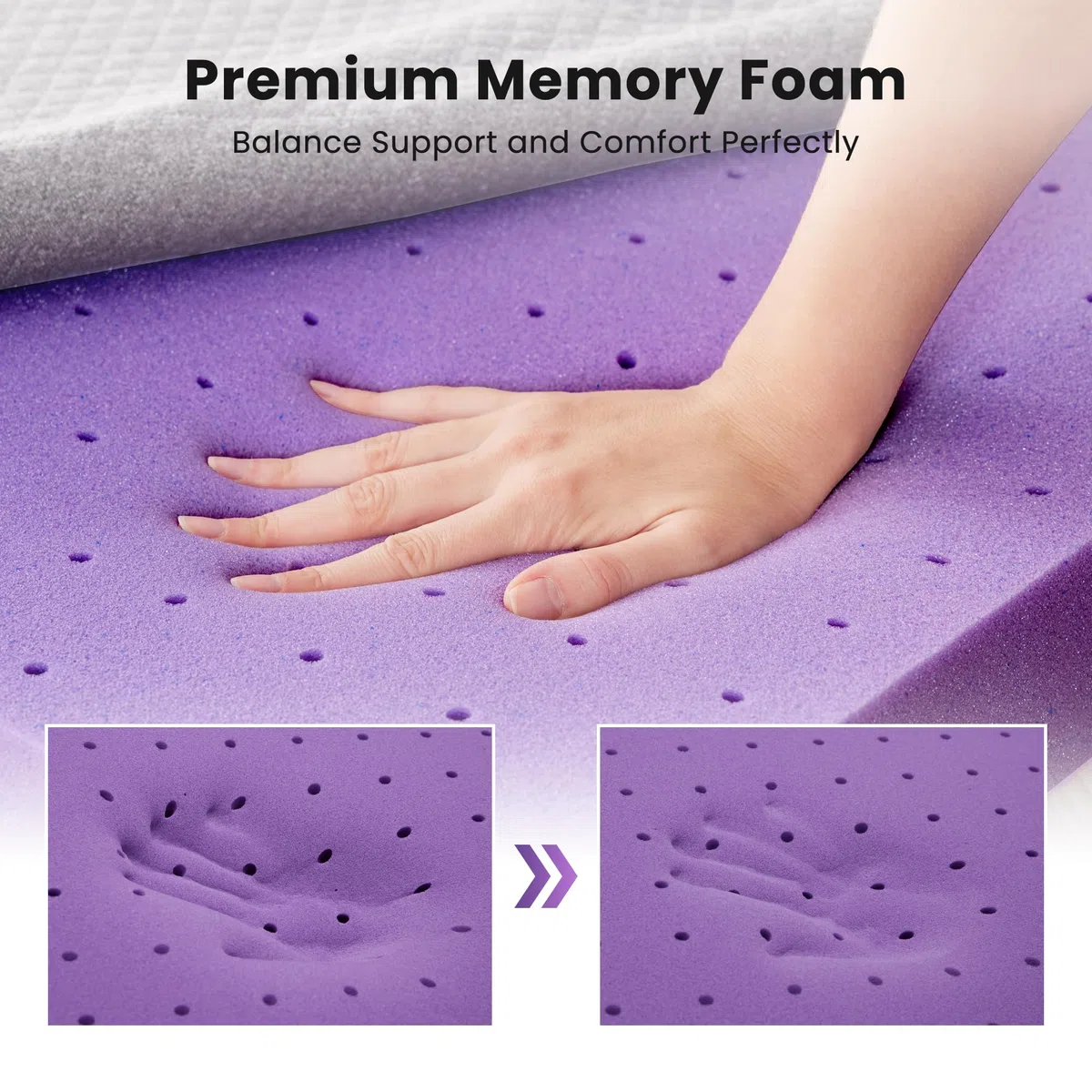 SINWEEK Cubrecolchón de espuma viscoelástica de gel de 2 pulgadas, tamaño individual, almohadilla ventilada de alta densidad para dolor de espalda, cubrecolchón con funda suave extraíble, certificado