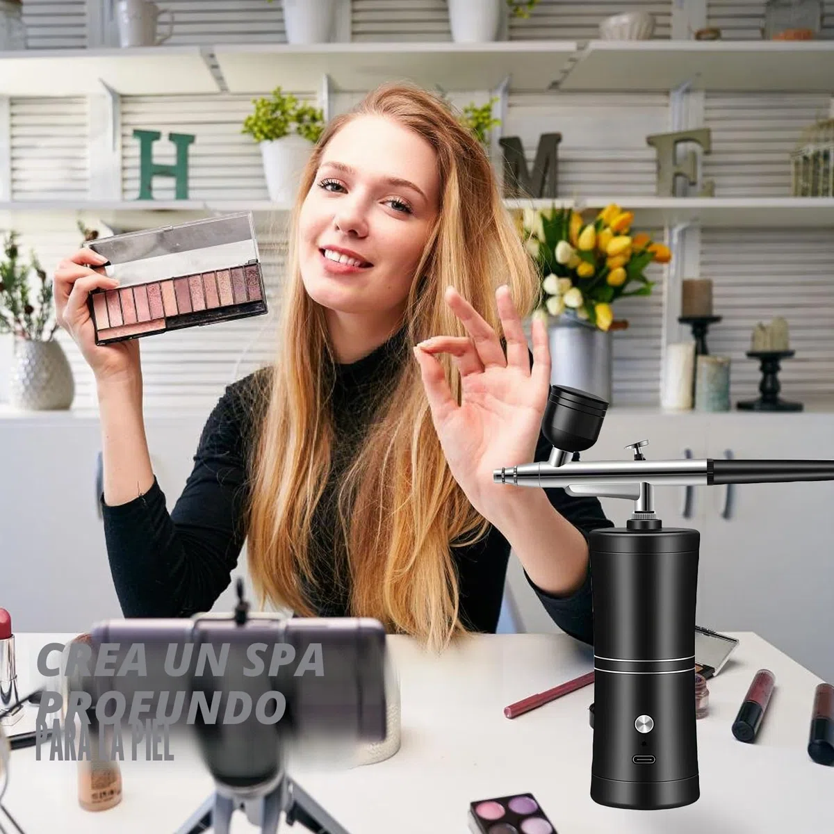 AirBrush Set con compresor: pistola de aerógrafo de mano multifunción, aerógrafo portátil recargable para maquillaje, diseño de uñas, decoración de pasteles, modelado de tatuajes y pintura de