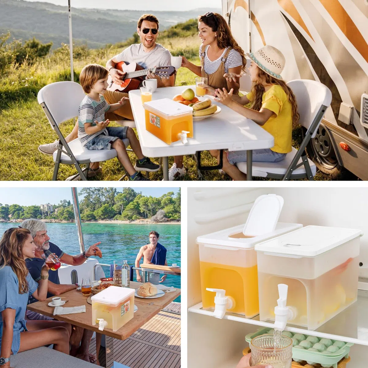 Dispensador de agua fría de gran capacidad de 4L con grifos,Dispensador de zumo Dispensador de agua para frigoríficos(con grifo),Diseñado para fiestas, camping, zumos de frutas, bebidas y cócteles