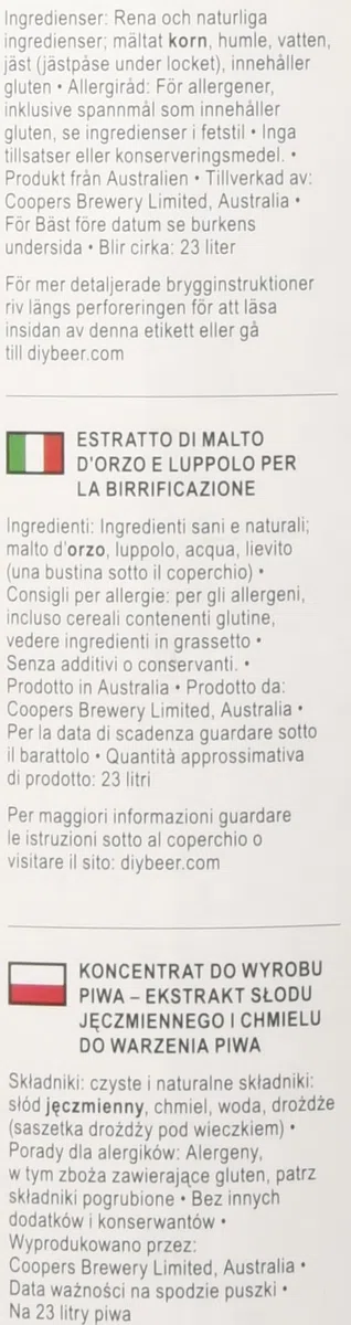 Coopers - Juego de elaboración propia de cerveza casera concentrada