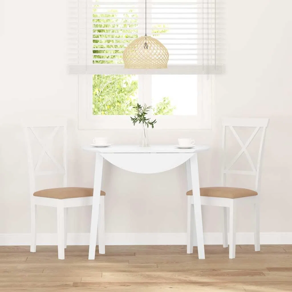 Sillas de comedor con cojín 2 uds. Árbol de caucho de madera maciza blanco, diseño ergonómico con respaldo cómodo para sentarse durante mucho tiempo, resistente a los golpes y duradero