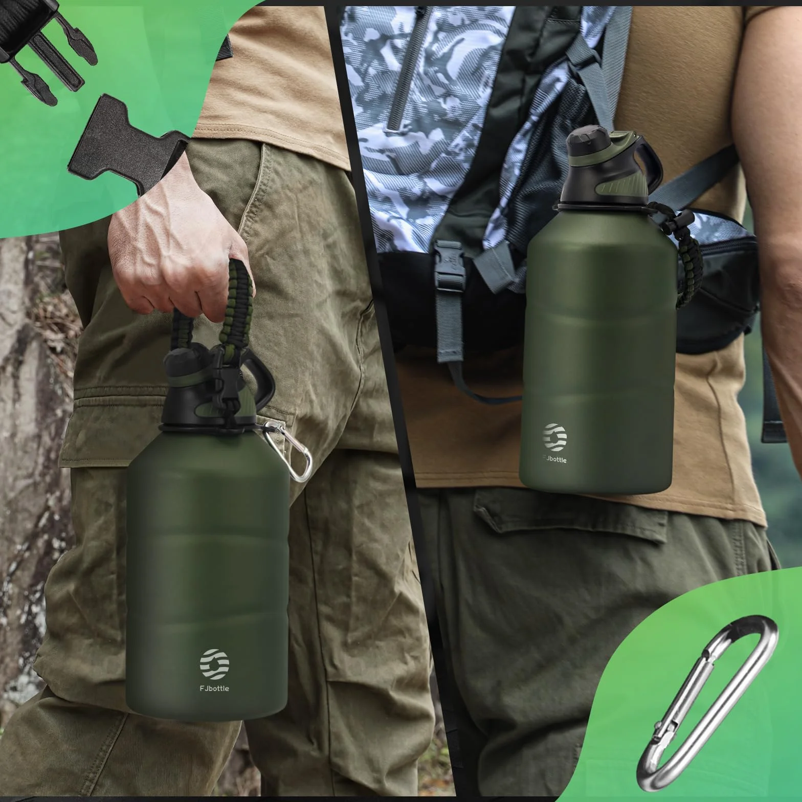 Fjbottle Botella Termica 1900ML con tapa magnética, sin BPA/sin Fugas botella agua acero inoxidable Gimnasio termo para deporte/bebida carbonatada