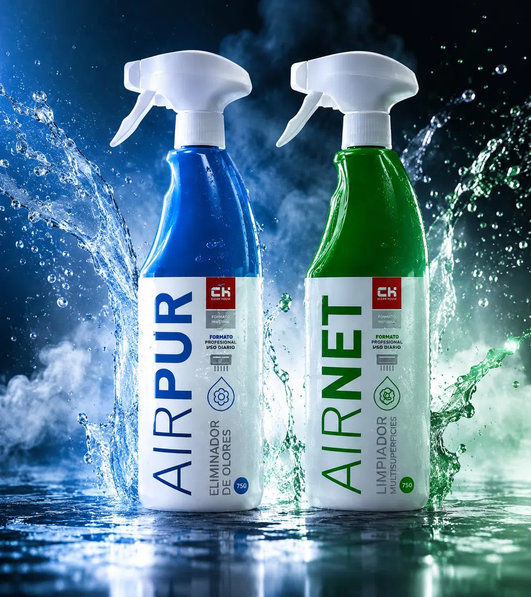 Recamania AIRNET + AIRPUR Limpiador y Eliminador de Olores para Aire Acondicionado | Pack 2 Pulverizadores 750 ml Cada uno