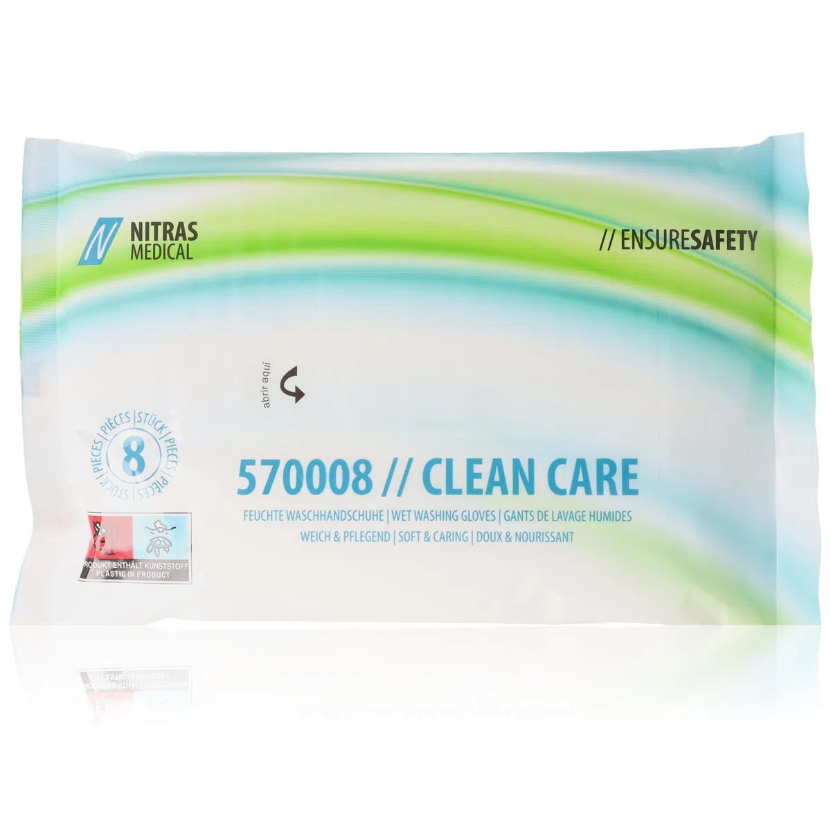 Nitras Clean Care - Manoplas húmedas desechables con aloe vera y manzanilla para cara, cuerpo, manos - 8 paños extra suaves y calentables de 23 x 14 cm (5)